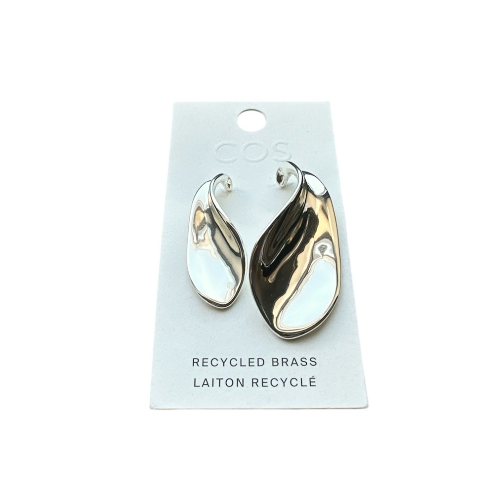 COS Recycled Brass Organic Shaped Mismatched Large Clip-On Earrings